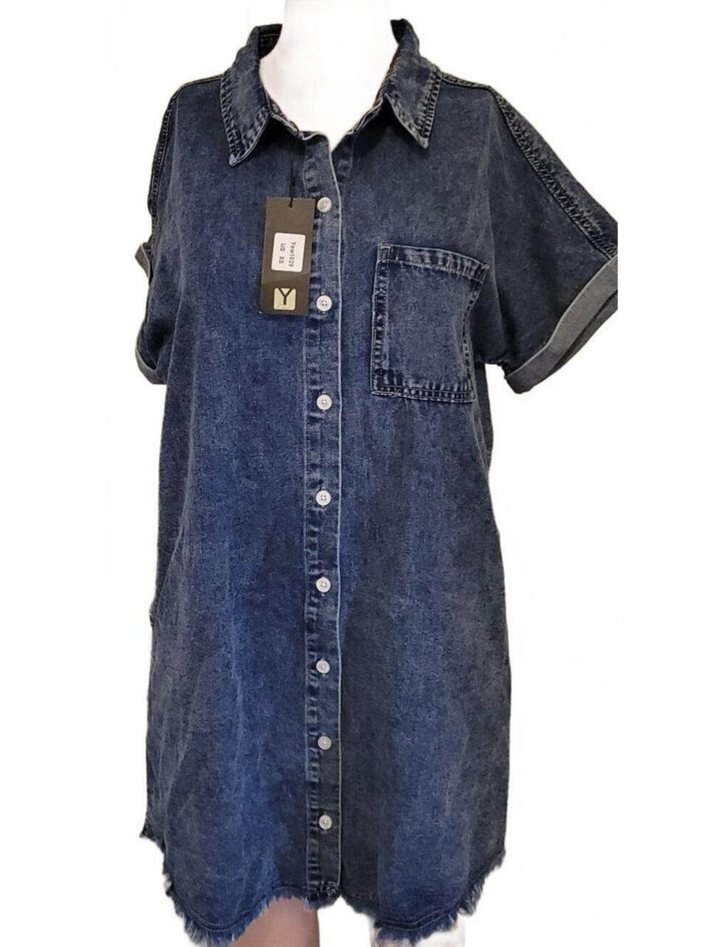 Yewfirm Denim Collection Blue Denim Shirt Women's Jean's Sexy Fashion Dress XS - Picture 3 of 9